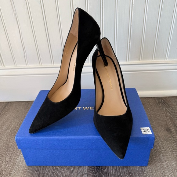 STUART WEITZMAN Black Suede STUART POWER PUMP 85 - Picture 7 of 10
